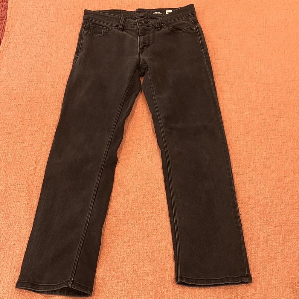 Volcom W29L27.25 Women's Black solver modern Straight Leg Jeans